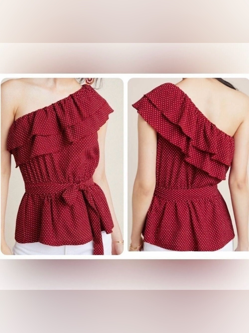 Anthropologie Maeve Rita Ruffled One-Shoulder Top Asymmetrical Blouse Sz
Medium